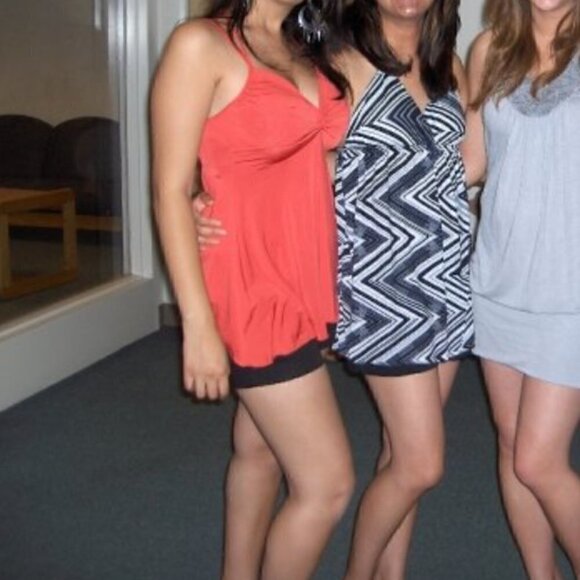 Papaya Tank Top Handkerchief Hem Twist Front Empire Orange Stretchy Strappy Back - Picture 1 of 8